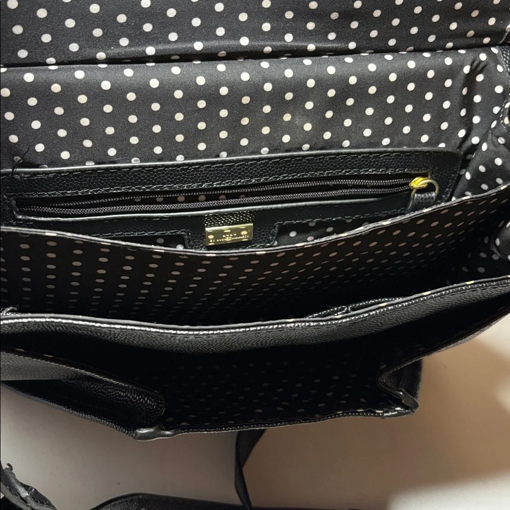 Lulu Guinness Black Faux Leather Crossbody (missing top handle)
